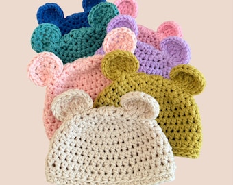 Crochet Baby Bear Hat – Newborn Outfit, Baby Shower Gift, Baby Photo Prop, Handmade Accessories, Pregnancy Announcement