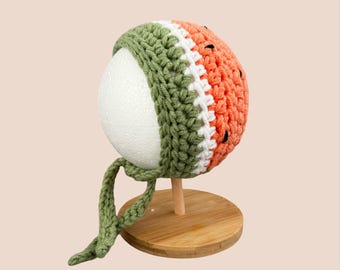 Crochet Baby Watermelon Bonnet – Newborn Outfit, Baby Shower Gift, Baby Photo Prop, Handmade Accessories, Baby Props