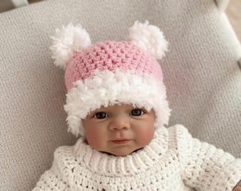 Crochet Baby Bear Hat – Newborn Outfit, Baby Shower Gift, Baby Photo Prop, Handmade Accessories, Pregnancy Announcement