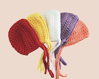 Crochet Baby Bonnet – Newborn Outfit, Baby Shower Gift, Baby Photo Prop, Handmade Accessories, Pregnancy Announcement