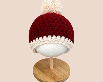 Crochet Baby Vintage Red Christmas Hat – Newborn Christmas Hat , Baby Shower Gift, Baby Photo Prop, Handmade, Christmas Baby Props