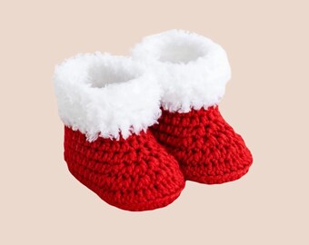 Crochet Baby Luxury Christmas Booties – Newborn Outfit, Baby Shower Gift, Baby Photo Prop, Handmade Accessories, Christmas Baby Props