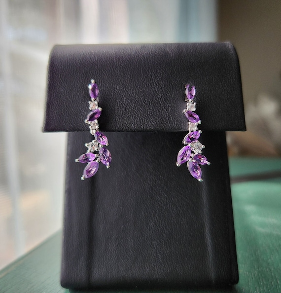 Sterling Amethyst and White Sapphire Earrings