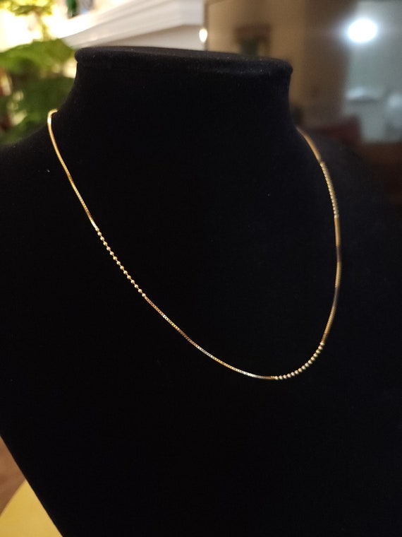 Vintage 14k Gold Beaded Box Chain, 18" - image 2