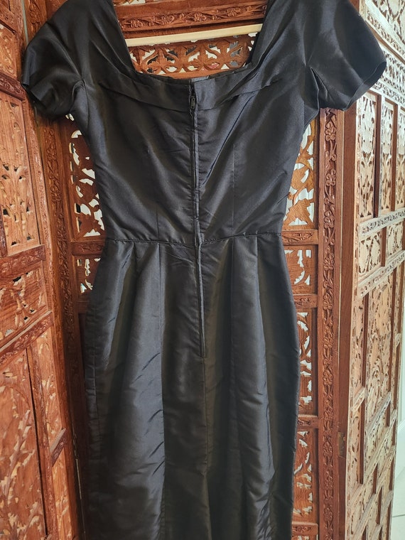 Rare Ceil Chapman Couture 50s Black Silk Taffeta … - image 2