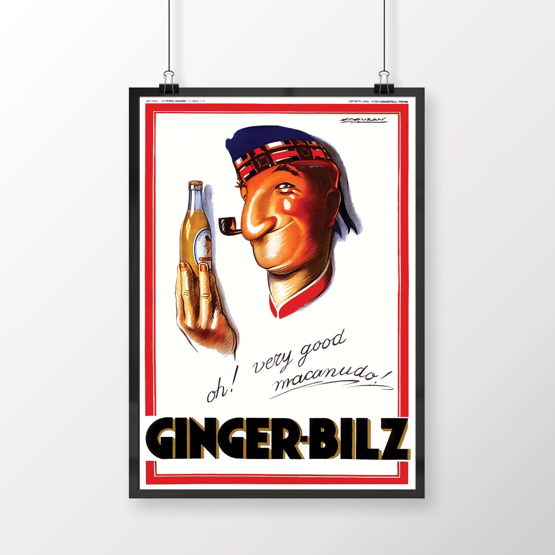 Ginger Bilz Vintage Drink Poster Housewarming Gift Alcohol Etsy