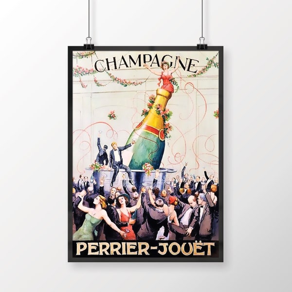 Champagne Perrier Jouet Vintage Food&Drink, Alcohol Advertising, Drink Poster, Vintage Beverage Print, Alcohol Ad, Bar Poster, Wall Decor