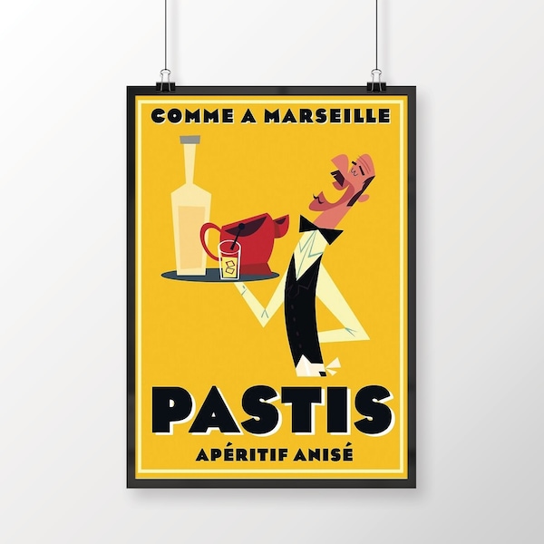 Pastis Aperitif Vintage Food&Drink Poster, Housewarming Gift, Alcohol Print Ad, Drink Wall Art, Bar Decor, Alcoholic Beverage Advertisement