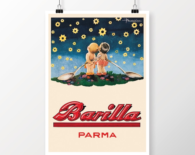 Barilla Parma Vintage Poster, Housewarming Gift, Cooking Gift, Italian Food Antique Print. Food&Drink Vintage Poster, Italian Food Print
