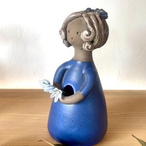 Vintage Elbogen Pottery Flower Girl Vase: Hand-Painted Scandinavian Ceramic Figurine Bud Vase