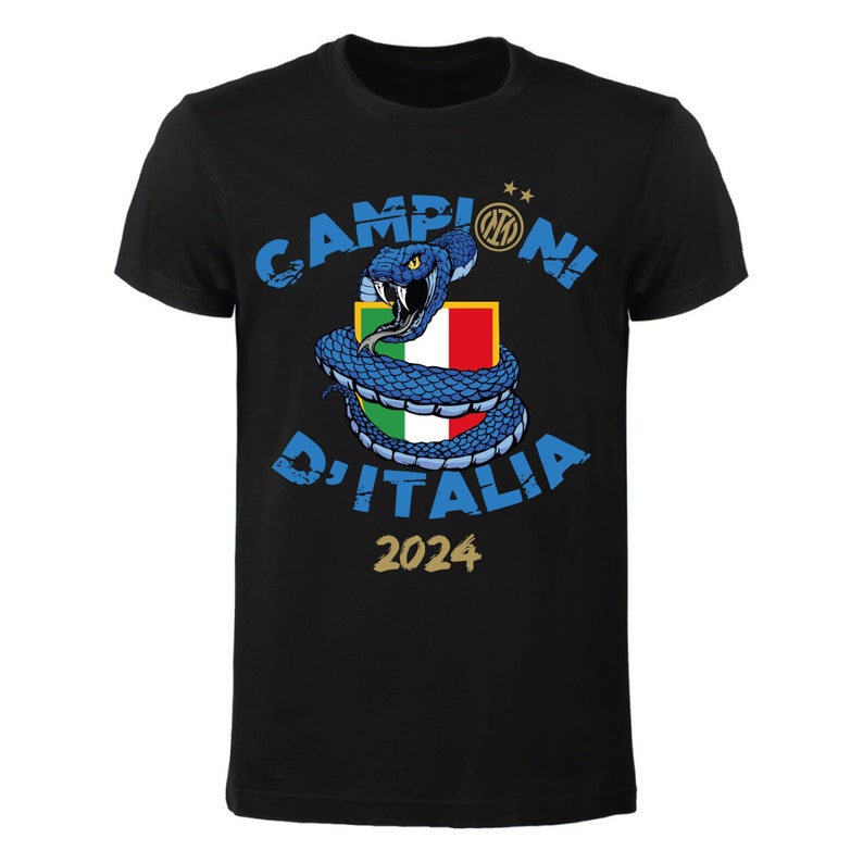 T-shirt Inter celebrativa scudetto 2024 adulti e bambini 20 esimo scudetto Nero