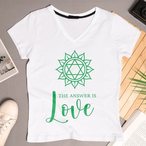 HEART CHAKRA design svg, png,  the answer is Love , inspirational gift for yoga and chakras loving girl, Anahata