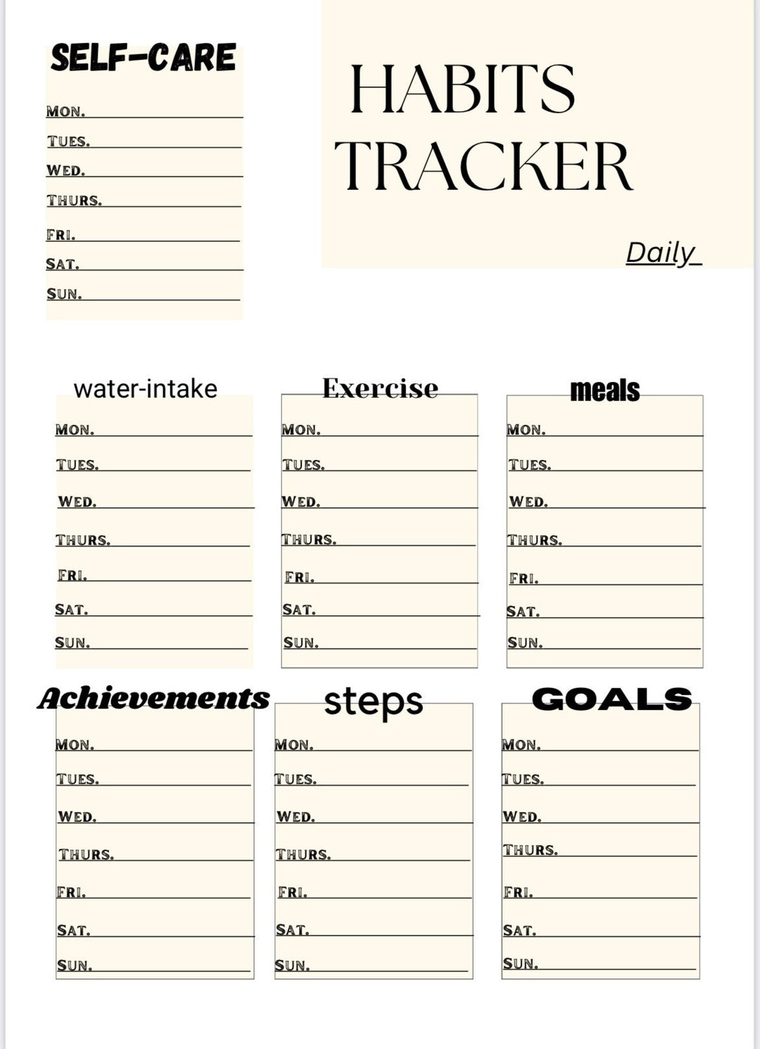 Habits Tracker Easy to Use Practical/basic - Etsy