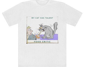Mój kot ma talent - koszulka unisex z nadrukiem Premium Sublimation Food Critic