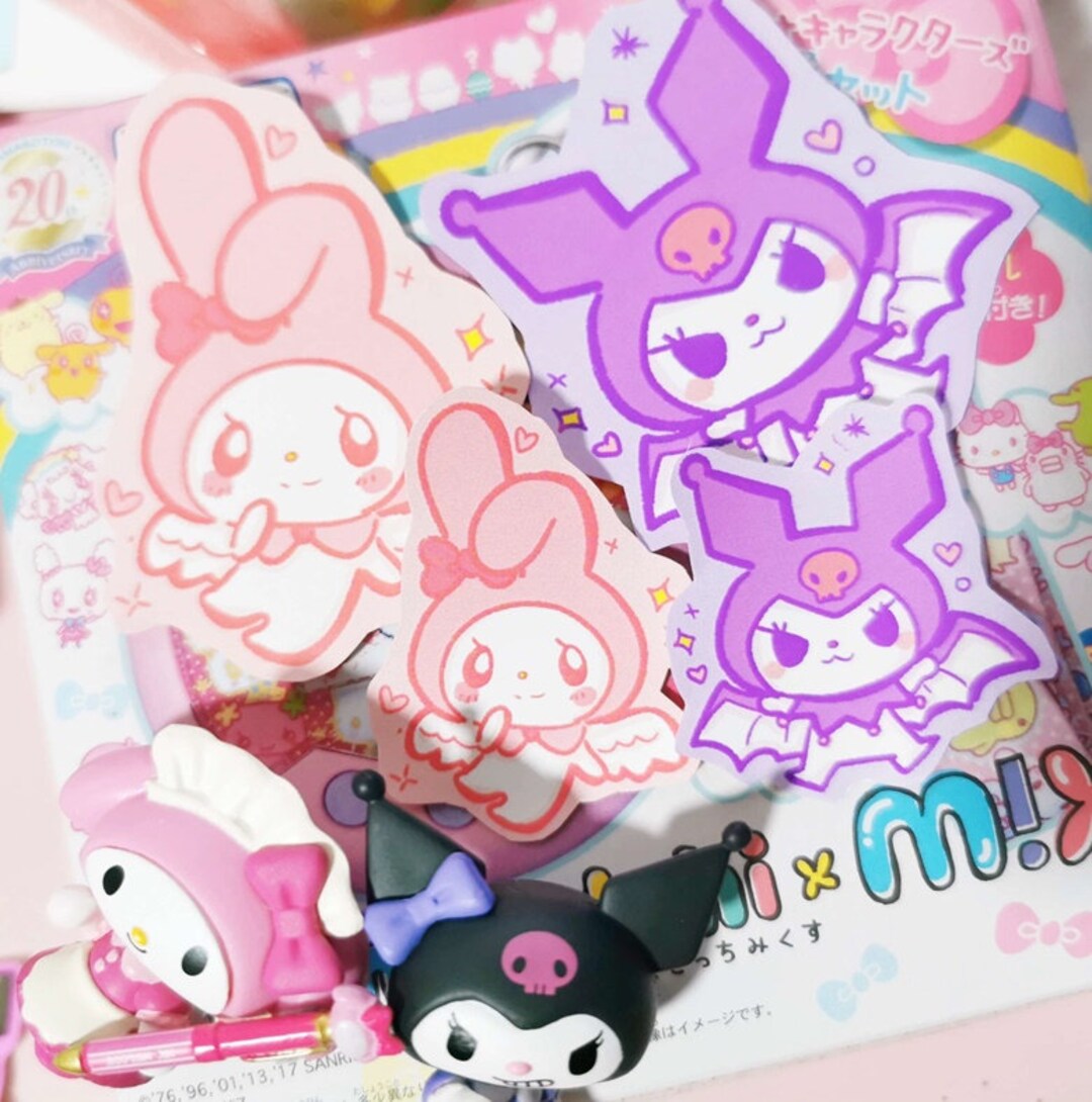 Kuromi and My Melody Waterproof Angel and Devil Stickers - Etsy