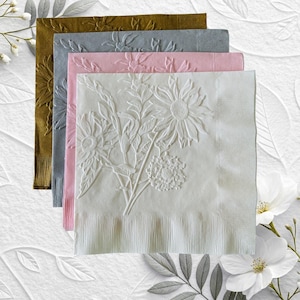 Embossed Wildflower Paper Napkins: Party Dinner Decor