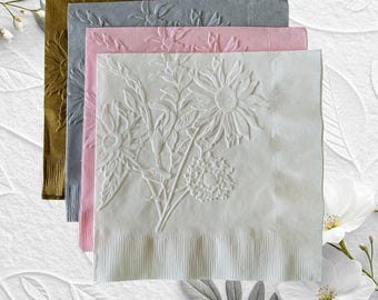 Embossed Wildflower Paper Napkins: Party Dinner Decor