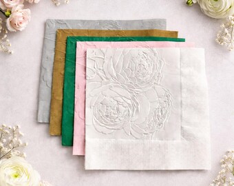 Embossed Rose Wedding Napkins: Elegant Party Decorations