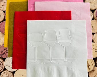 Servilletas de papel con forma de copa de vino en relieve: decoración para fiestas, juegos de 12 a 50 unidades.