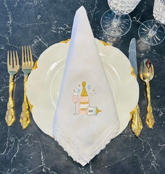 Embroidered Baby Shower Dinner Napkin baby Shower Decorations mom