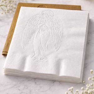 Servilletas de papel con ángel en relieve: decoración para fiestas religiosas imagen 1