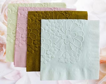 Servilletas de cóctel con ramo de flores en relieve 3D: bodas, aniversarios y fiestas