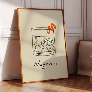 Negroni Cocktail Wall Art *Digital Download* (Cocktail Art, Negroni Poster, Kitchen Art, Bar Art, Wine, Aperol, Spicy Marg, Campari)