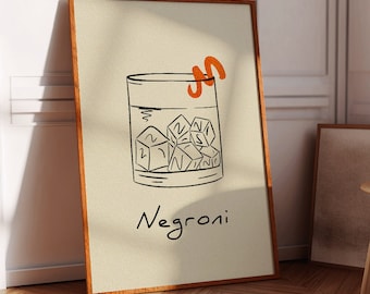 Negroni Cocktail Wall Art *Digital Download* (Cocktail Art, Negroni Poster, Kitchen Art, Bar Art, Wine, Aperol, Spicy Marg, Campari)
