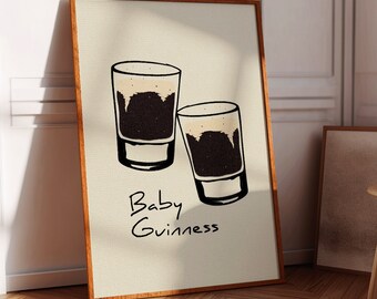 Baby Guinness Cocktail Wall Art * Digital Download * (Cocktail Art, Baby Guinness Poster, Bar Art, Küchendruck, Küchenkunst, Trendy)