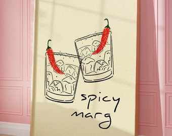 Spicy Marg Art Print Poster *Digital Download* (Cocktail Prints, Cocktail Wall Art, Margarita Print, Margarita Poster, Kitchen Art)