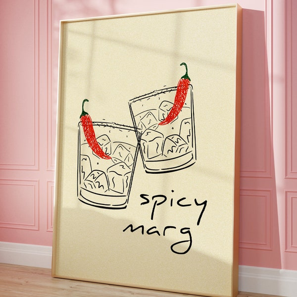 Spicy Marg Kunstdruck Poster. (Cocktail Prints, Cocktail Wandkunst, Margarita Druck, Margarita Poster, Küchenkunst, Küche Druck)