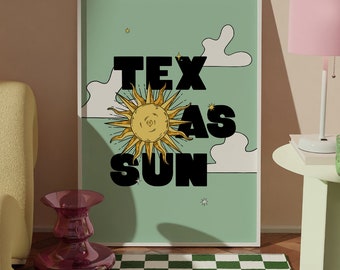 Texas Sun Typography Art Print. Khruangbin music poster. (Art Poster, music Prints, Music Wall Art, Khruangbin Poster, Indie Music Print)