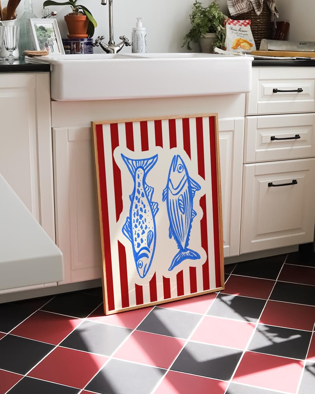 Kitchen Fish Poster Retro Fish Wall Art Print *digital Download* (lobster Print, Vintage ...