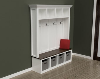 Large Hall Tree Storage Bench Plans