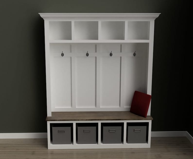 Large Hall Tree Storage Bench Plans image 3
