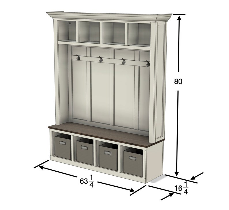 Large Hall Tree Storage Bench Plans image 6