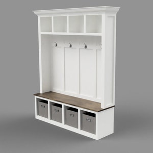 Large Hall Tree Storage Bench Plans image 5