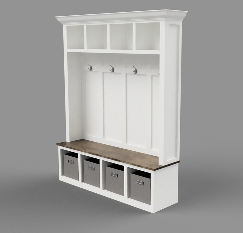 Large Hall Tree Storage Bench Plans image 5