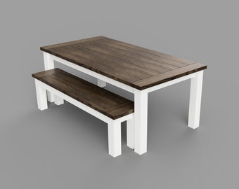 Farm Style Table and Bench Combo Plans