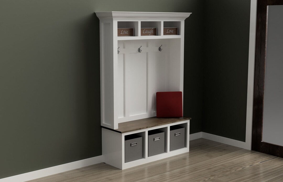 Hall Tree Storage Bench Plans Etsy