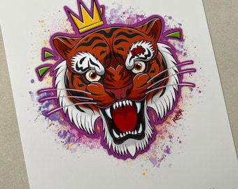 King Tiger Limited Edition Signed Print A4