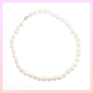 Pearl Strand Necklace, Freshwater Pearl necklace, natural white freshwater pearls necklace 16&quot; long necklace, white pearl necklace