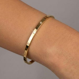 Slim Crystal-Studded Stainless Steel Bangle Hinged Bracelet