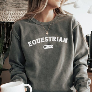 Personalized Comfort Colors Equestrian Sweatshirt, birthday gift for equestrian, horse lover gift, custom horse shirt, equestrian gift