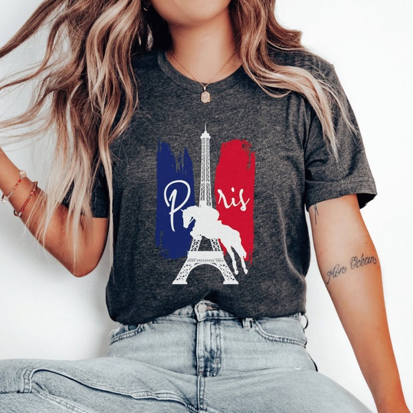 Paris Summer Games Showjumping Shirt, equestrian athlete tee, showjumper gift, summer games tshirt, eiffel tower horse lover crewneck