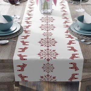 Dala Horse Table Runner, dala horse table centerpiece, traditional swedish dala horse, dala table decor, scandinavian holiday table cover