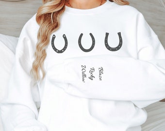 Sudadera personalizada con estampado de herradura en la manga: Regalo ecuestre