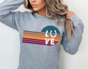 Sudadera ecuestre: Horse Shoe Country Girl con cuello redondo