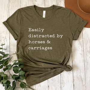 Gemakkelijk afgeleid door shirt met paard en wagen, T-shirt voor koets, cadeau voor menner, T-shirt voor rijden, gecombineerd rijcadeau