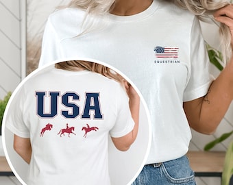 Patriotic Equestrian Shirt: American Horse Riding Tee